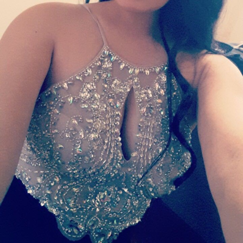 Rhymestone Slit Dress